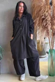 Arbi Needlecord Pop Over Shirt Dress Chocolate